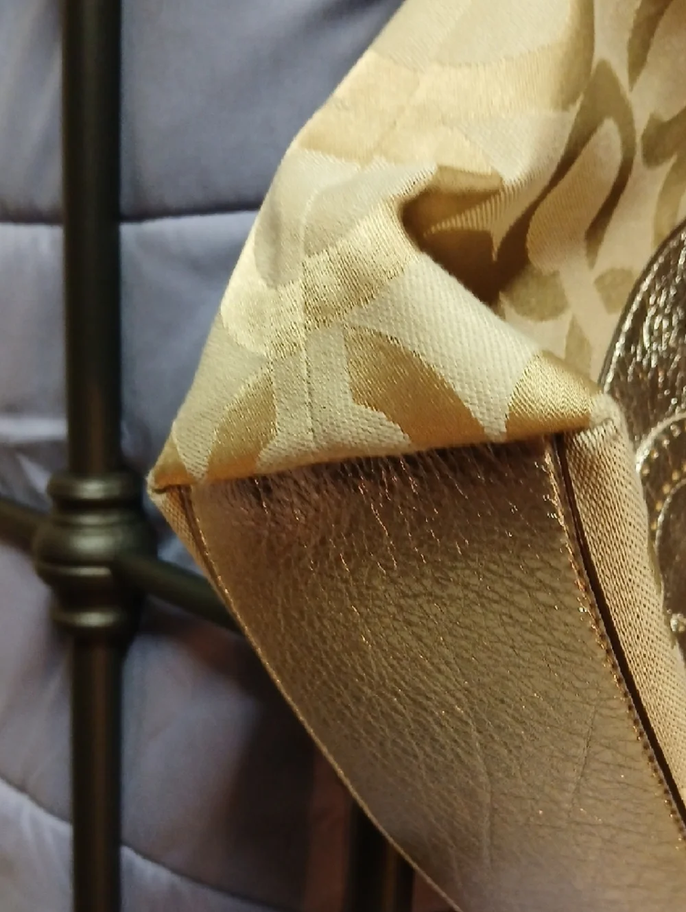 Coach Metallic Gold and Beige Signature Tote - Picture 6 of 8